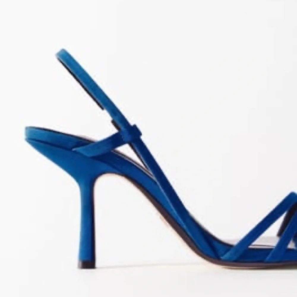 NWT. Zara Blue Strappy High Heel Sandals with Thin Straps. Size 6, 8. - Picture 4 of 8